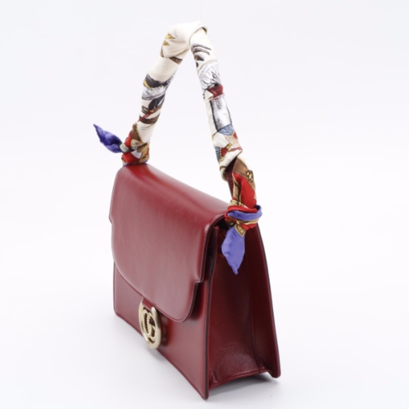 SOLD - Gucci Red Leather Shoulder Bag with Scarf - Picture 6 of 14